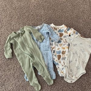 Baby boy zippered footies one piece and one onesie